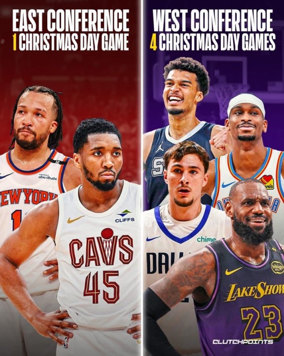美媒谈圣诞大战球队西部8比2东部:或许这是NBA对联盟格局的看法 美媒谈圣诞大战球队西部8比2东部:或许这是NBA对联盟格局的看法