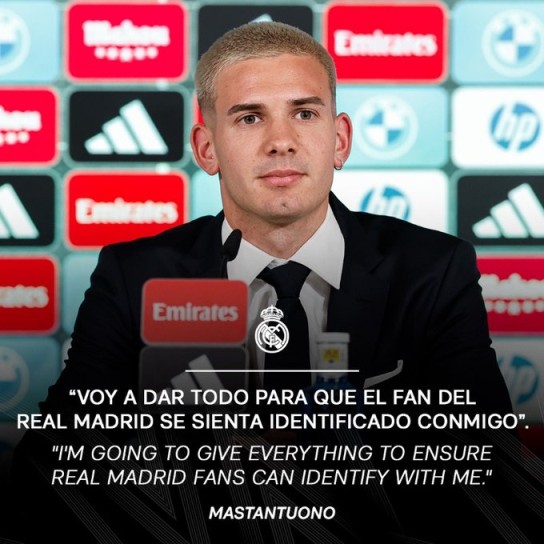 马斯坦托诺发布会：皇马是世界上最伟大俱乐部 我特别要求穿30号